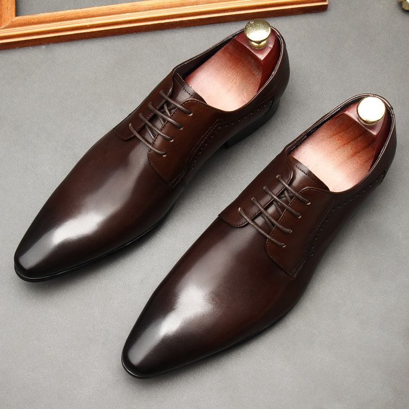Men's Black Lace-up Formal Leather Shoes