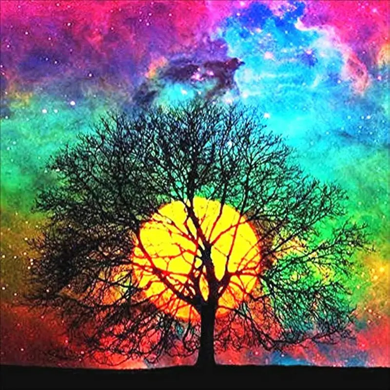5D Diamond Painting Kit, Sun Tree Canvas Art (30x30cm)