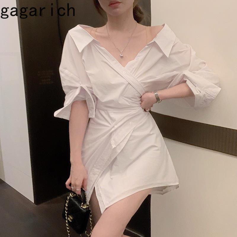 Gagarich Off Shoulder Slim Fit Summer Shirt Dress