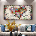 Colorful Heart Flowers Canvas Print Wall Art (No Frame)
