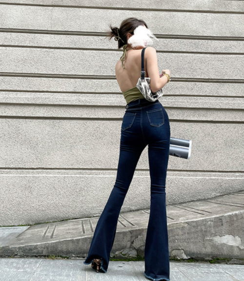 Women's High-Rise Bell-Bottom Flared Denim Jeans