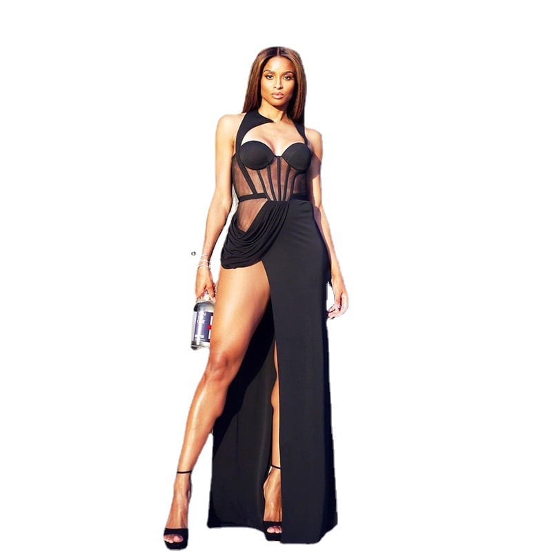 Back Mesh Slit Dress with Air Quality Features