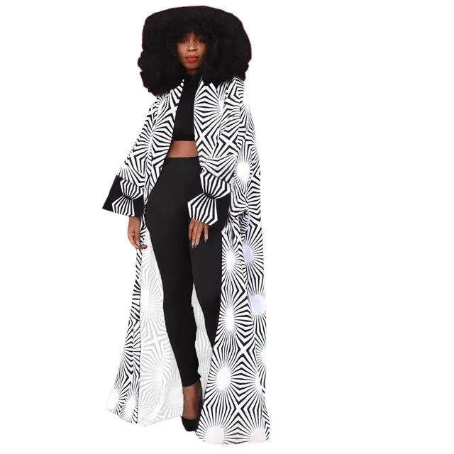 Winter Trench Full Sleeve Print Windbreaker Coat for Women