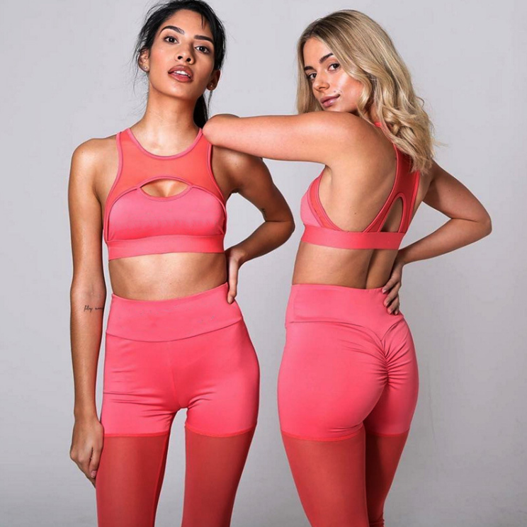 Yoga Set with Mesh Panels and Cutout Design