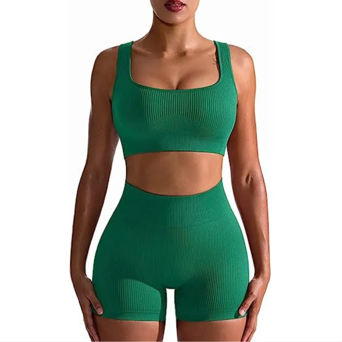 Women's Ribbed High Waist Shorts and Vest Set
