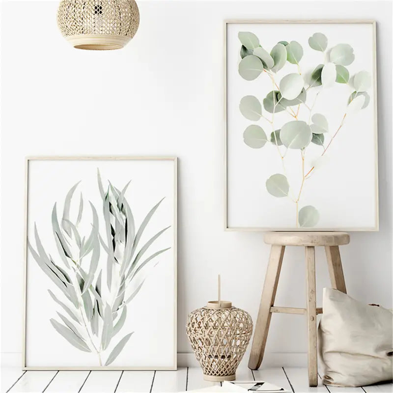Nordic Style Leaves Painting Set of 4 for Home Decor