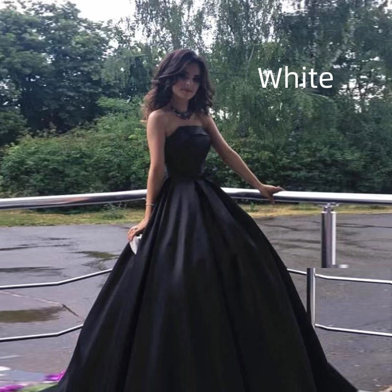 Women's Black Satin Long Evening Dress