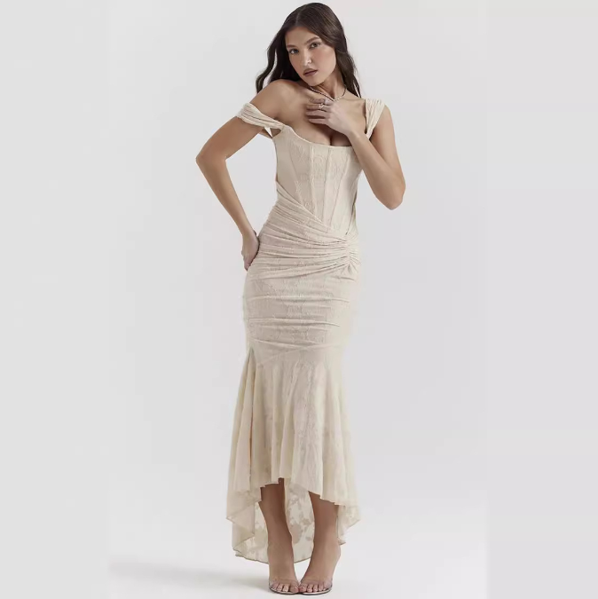 Shiying Early Spring Pleated Lace Love Dress