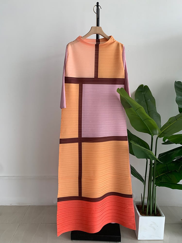 Pleated Loose Long Printed Fashion Dress
