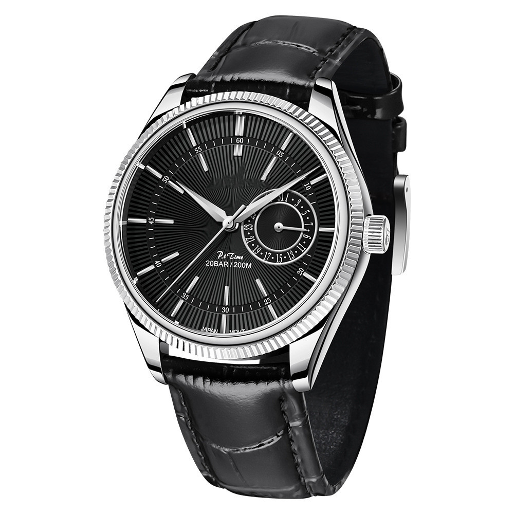 Men's Quartz Watch with Genuine Leather Strap