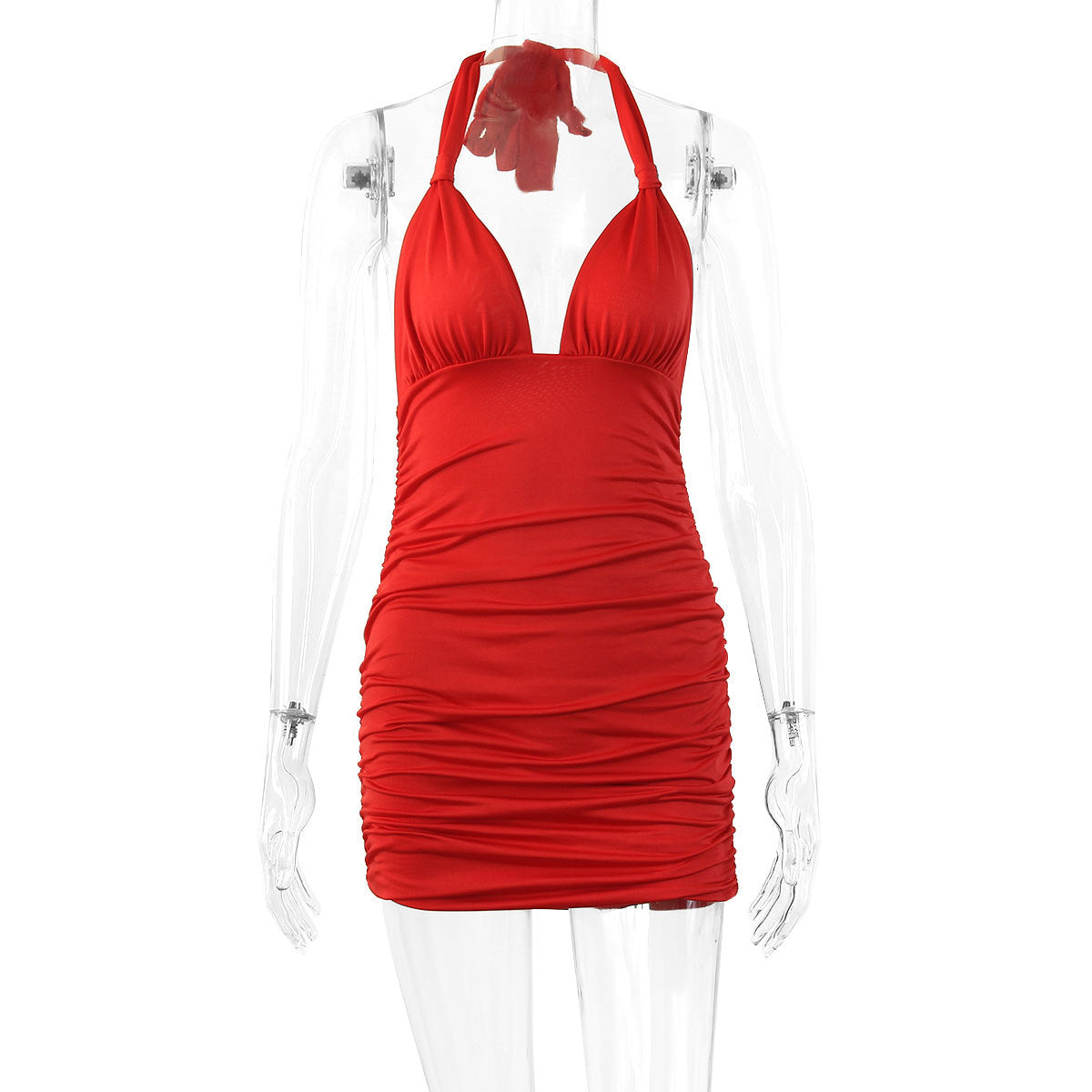 2024 Summer Amazon Women's Deep V Neck Backless Dress