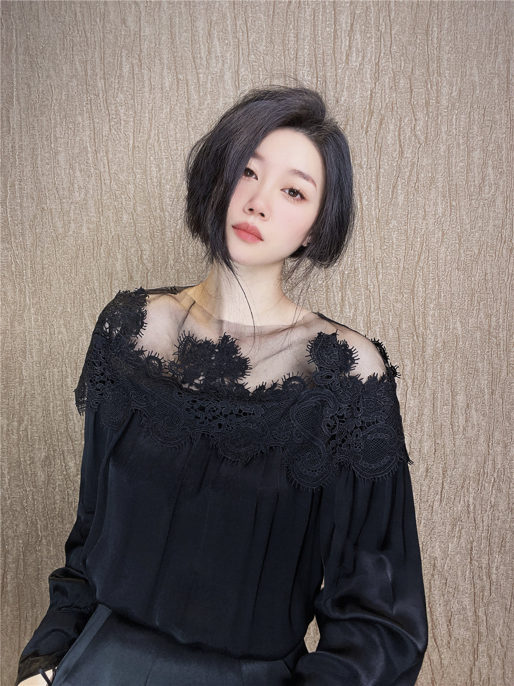 2023 Off-Shoulder Satin Silk Mesh Blouse for Women