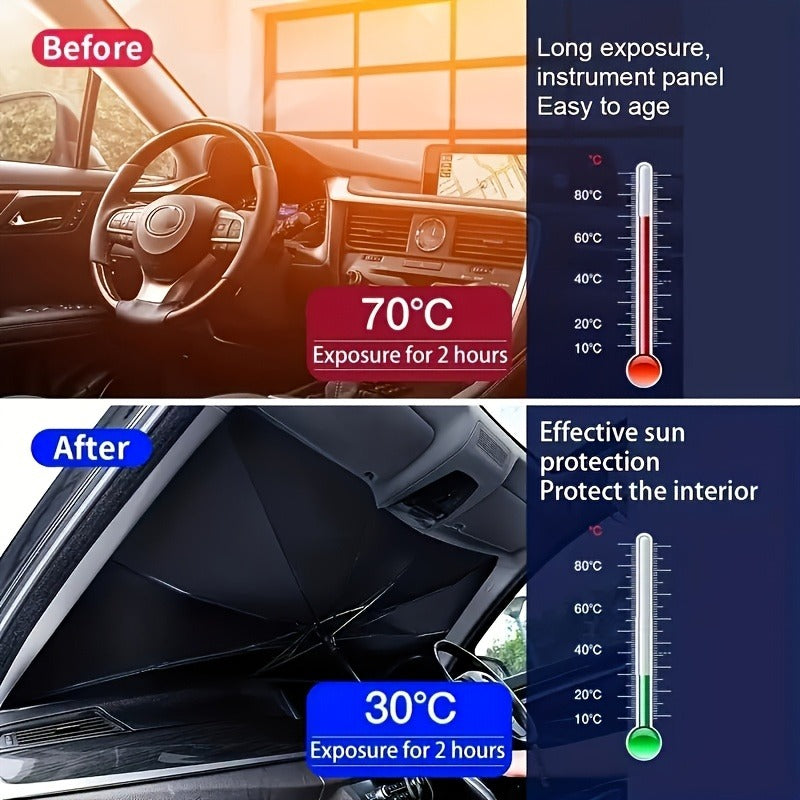 UPF50+ Compact Roll-Up Sunshade for Front Window