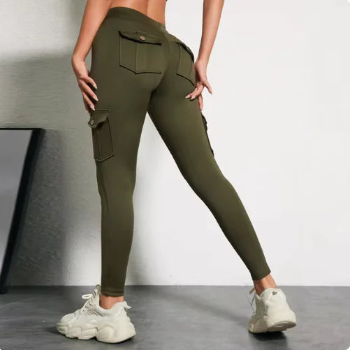 High Elastic Fitness Pants with Pockets