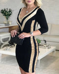 LZ3189B Women's Sequin Patchwork Dress 2020 Collection