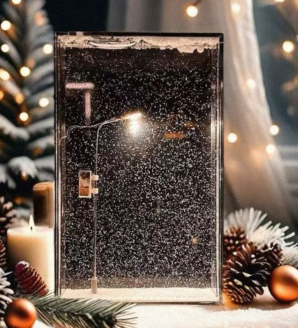 Snowy Night Street Lamp