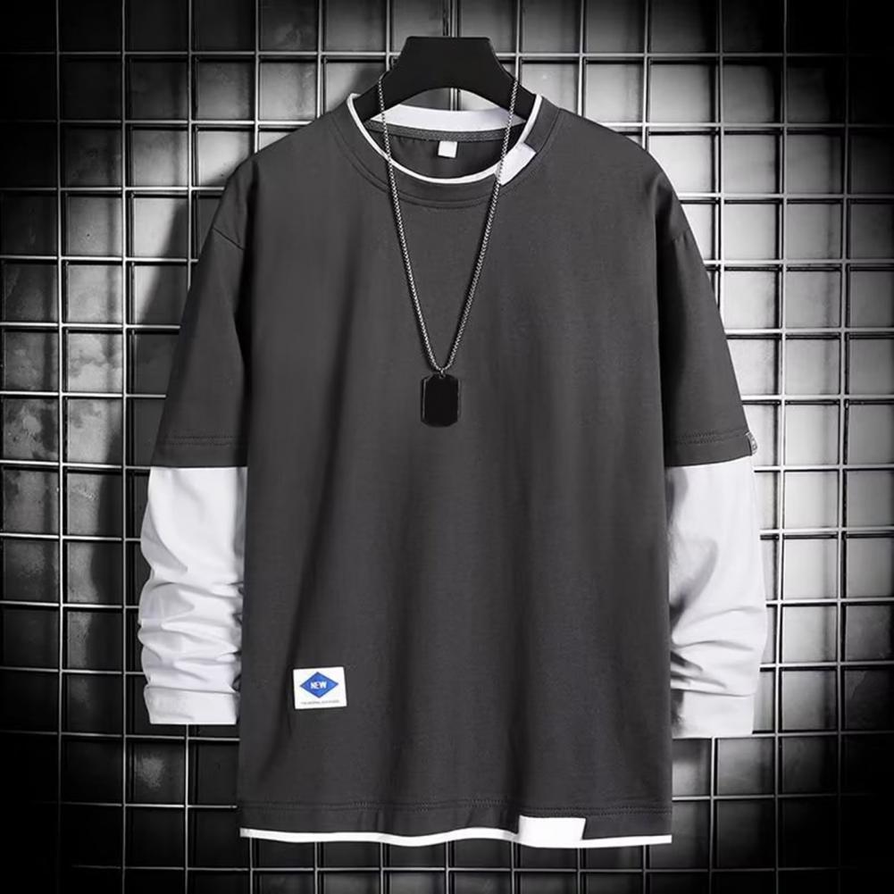 Men's Long Sleeve Two-Piece Pullover with Contrast Color