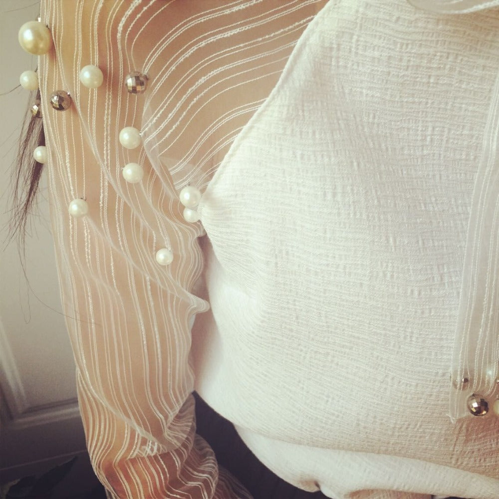 Elegant Casual Chiffon Blouse in Transparent Yarn