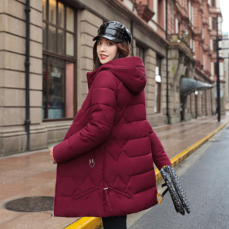 Women's Long Hooded Cotton Jacket for Fall/Winter