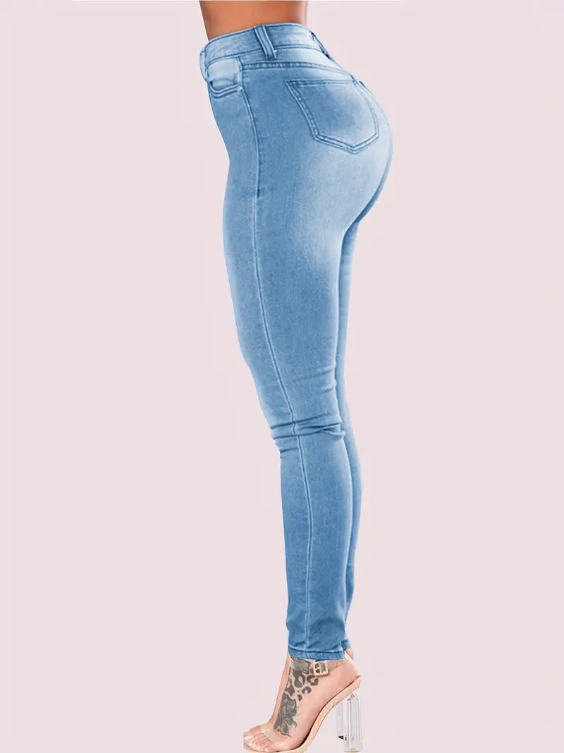 High-Rise Stretchy Blue Jeans for Everyday Comfort