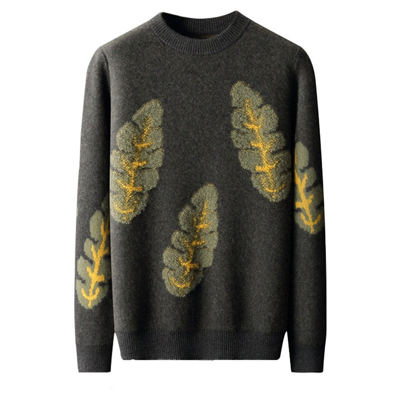 Men's Woolen Crew Neck Jacquard Sweater