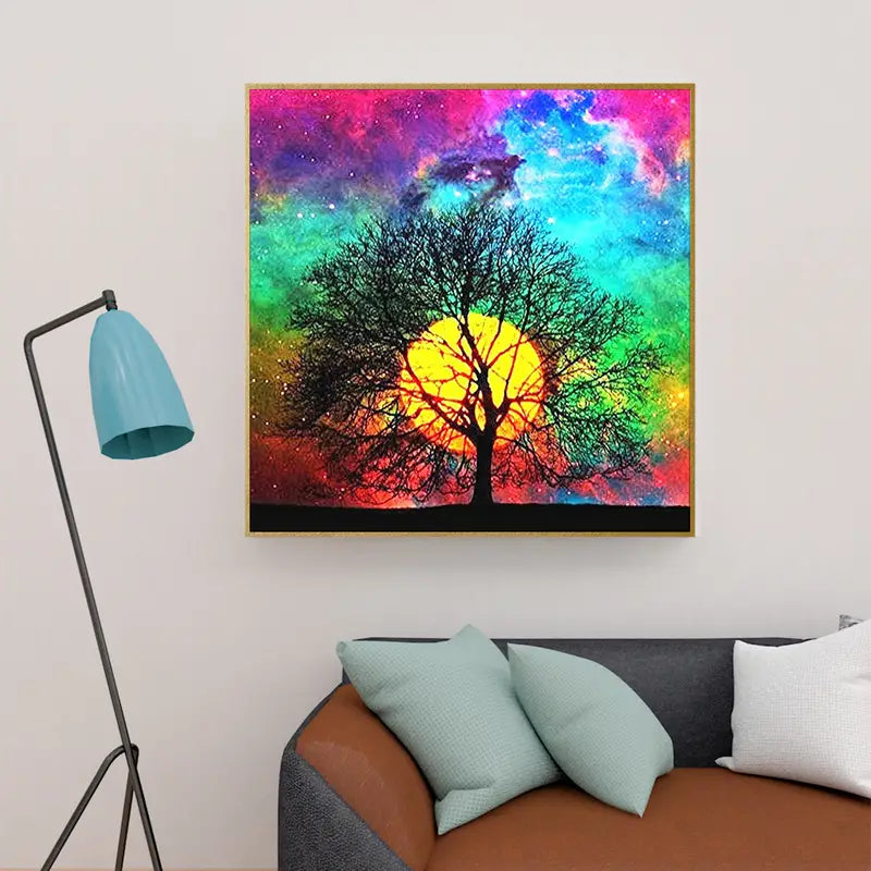 5D Diamond Painting Kit, Sun Tree Canvas Art (30x30cm)