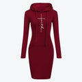 Long-Sleeved Hooded Sweatshirt Dress for Women
