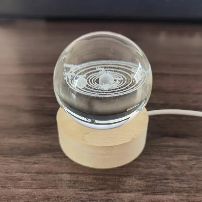 3D Solar System Crystal Ball with LED Lamp Stand