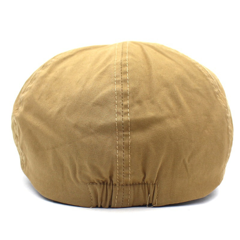 Men's Cotton Beret Hat with Letter Logo and Brim