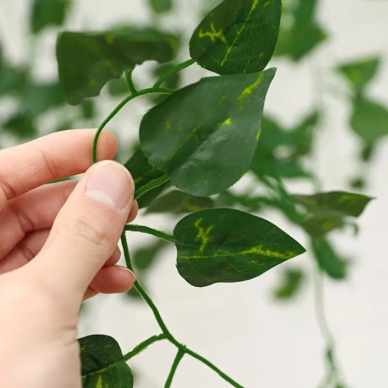12pcs Artificial Green Leaf Hanging Vine for Decor