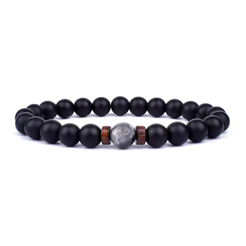 Unisex Retro Lava Rock Beaded Yoga Bracelet