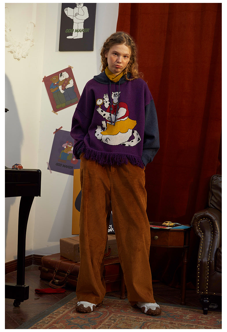 Odd Maker Cat Mirror Sweater with Tassels for Women
