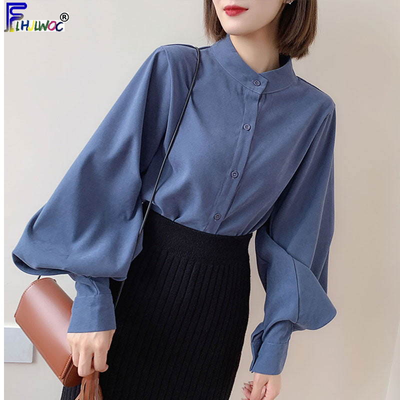 Korean Vintage Women's Office Shirt - Elegant Style