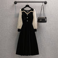 Plus Size Women's Long Fashion Stitching Red Dress