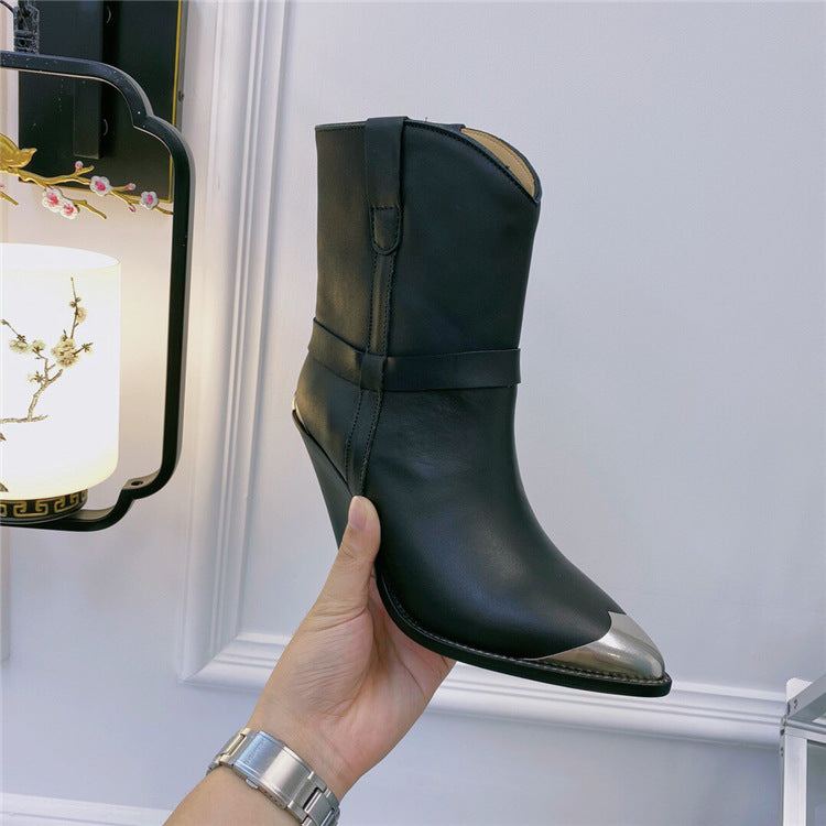 Pointed Toe Women's Fashion Boots with Iron Toe