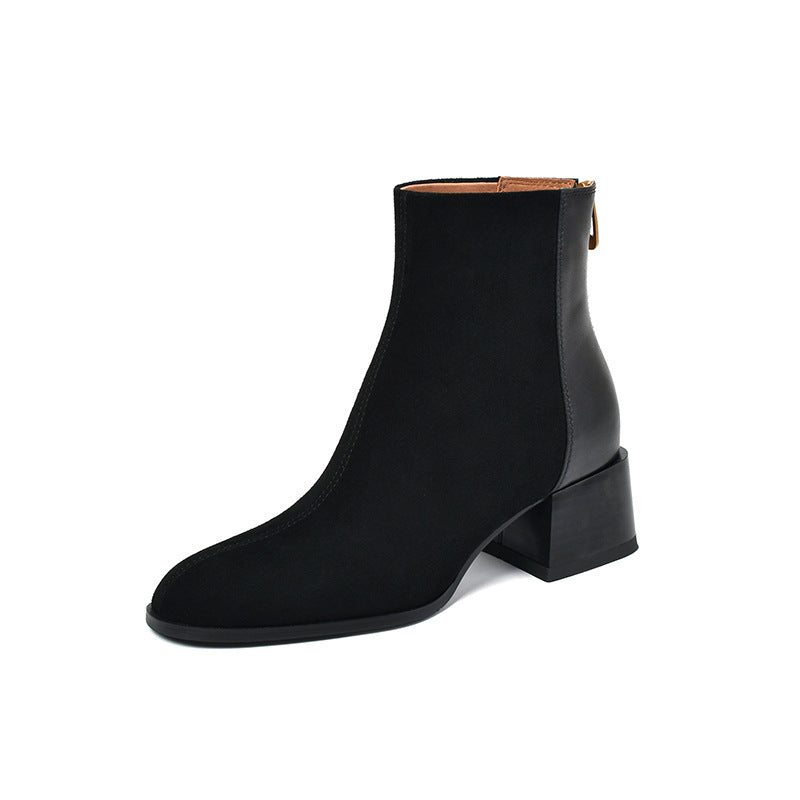 Vintage Style Chunky Heeled Ankle Boots for Women