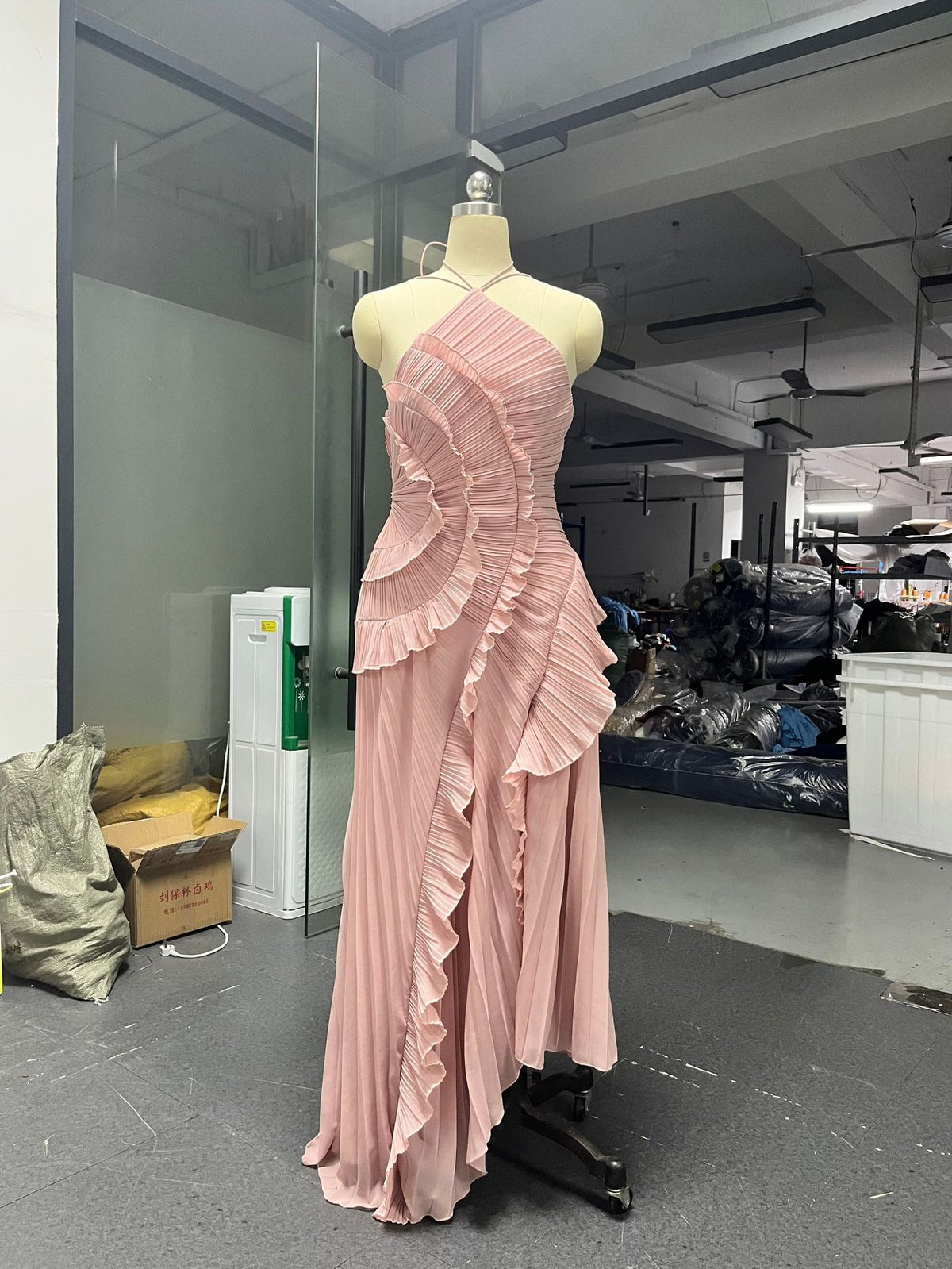 Ruffled Pleated Hem Dress