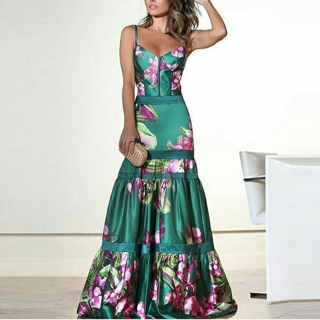 Elegant Women's Long Evening Dress with Straps