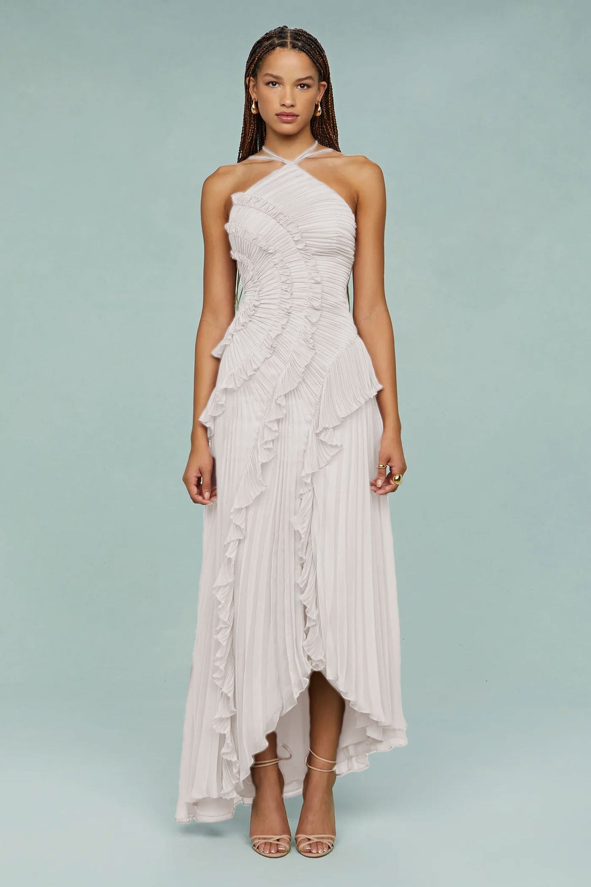 Ruffled Pleated Hem Dress