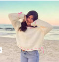 Women's Handmade Loose Sweater With Rope
