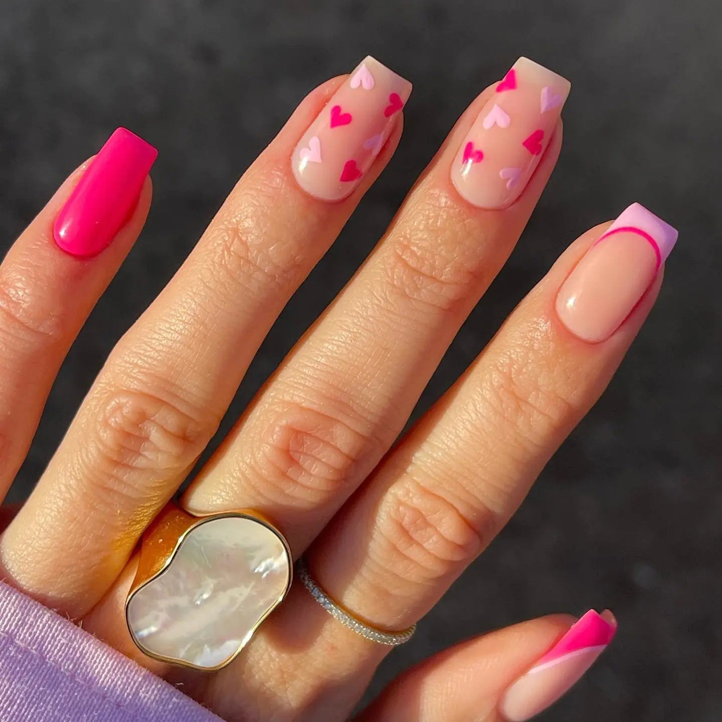 Valentine's Day Press-On Nail Set with Heart Designs