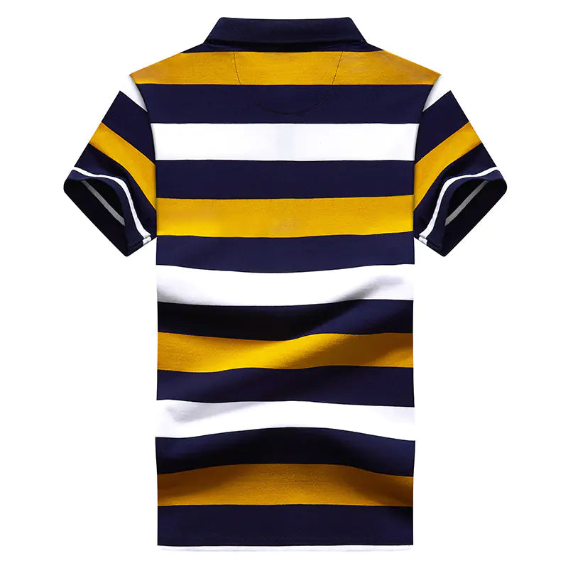 Men's Summer Striped Polo Shirt - Slim Fit Business Tee