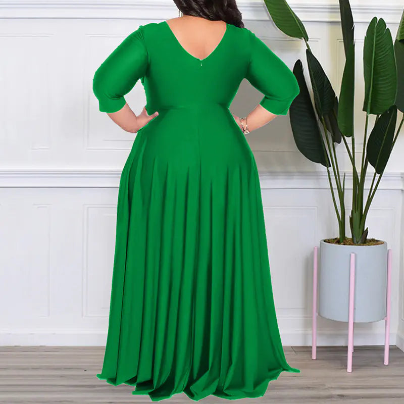 Elegant Solid Color Skirt Dress for Women (Large Size)