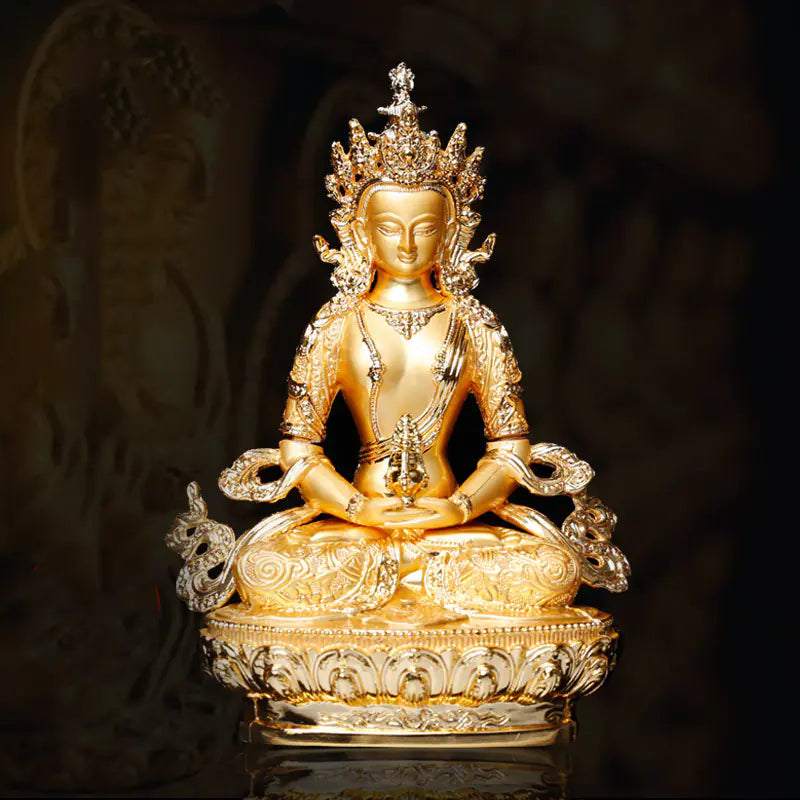 5-Inch Alloy Long Life Buddha Statue for Home Decor