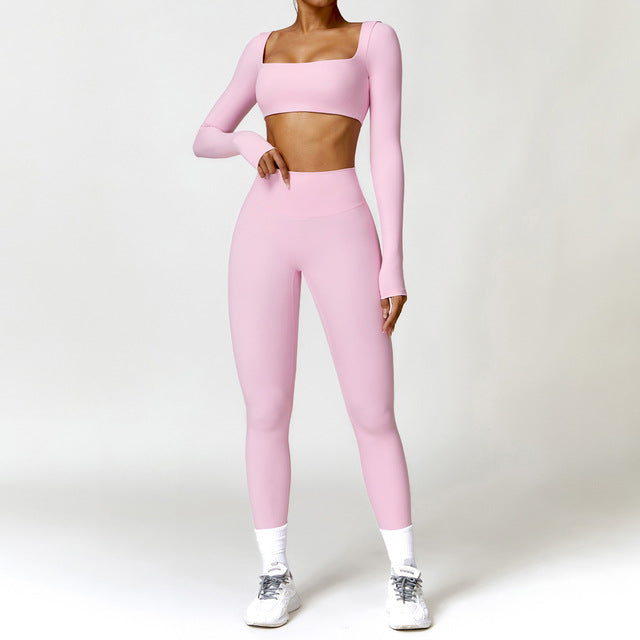 Women's 2PCS Yoga Tracksuit with Leggings and Crop Top