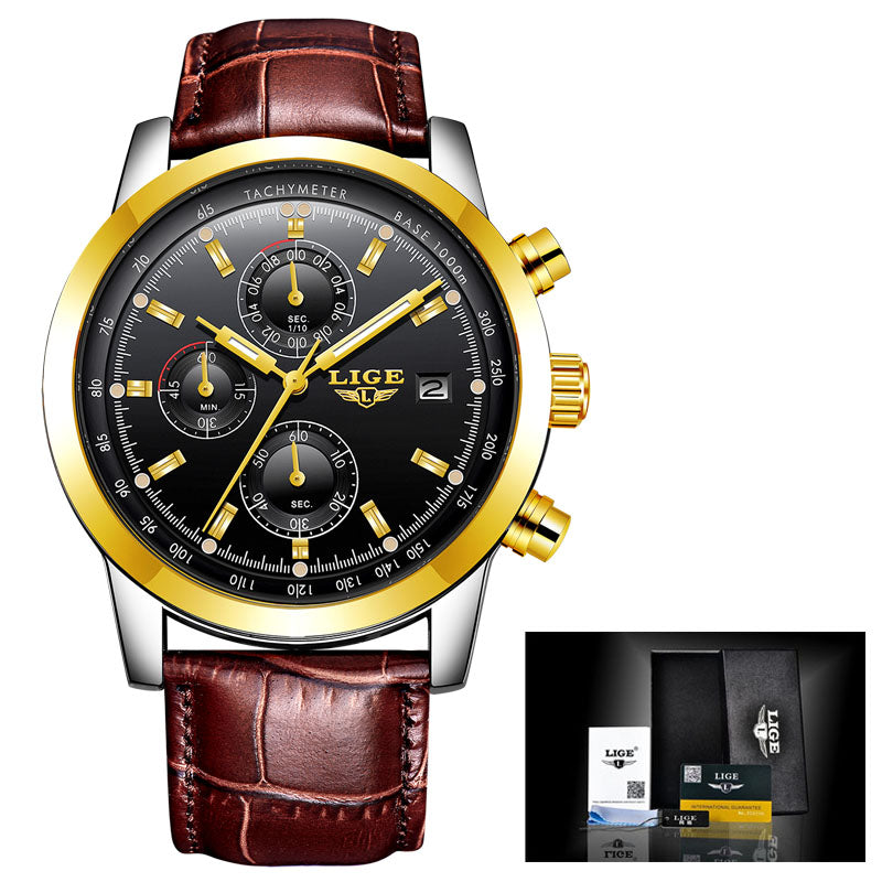 LIGE Multifunctional Waterproof Quartz Watch
