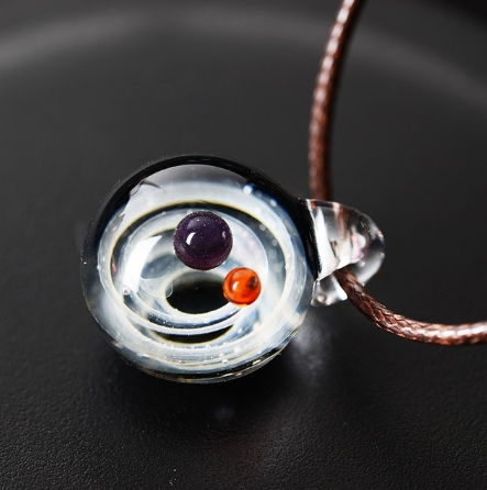 Creative Glass Pendant Necklace with Nebula Elements