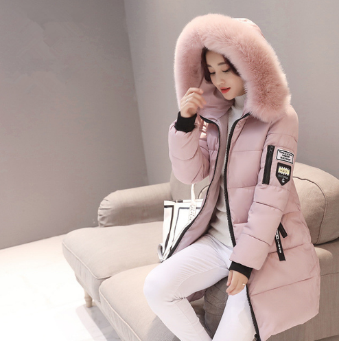 Thick Cotton Jacket with Fur Collar and Slim Fit