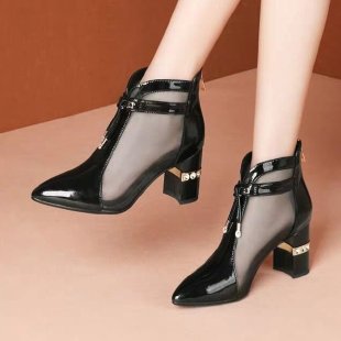 Stylish Women's Patent Mesh Ankle Boots and Sandals