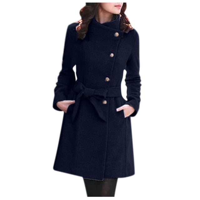 Women's Winter Lapel Wool Trench Coat Overcoat